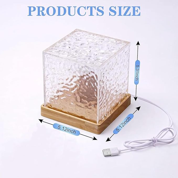 Dynamic Water Ripple Projection Light with Remote & Touch Control, USB Portable Night Lamp for Home Decor
