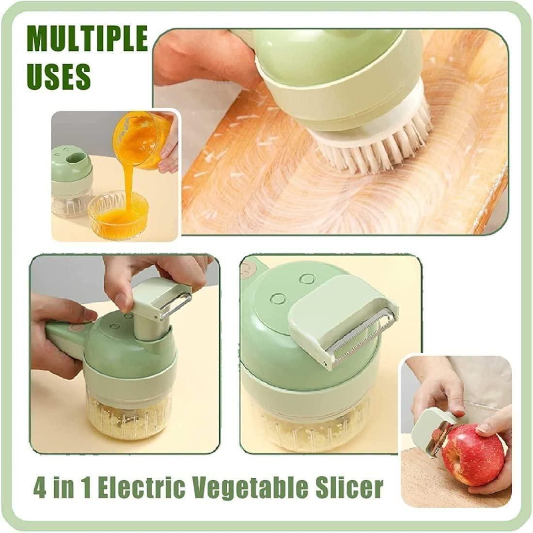 4 in 1 Portable Electric Vegetable Cutter and kitchen platform cleaner Set