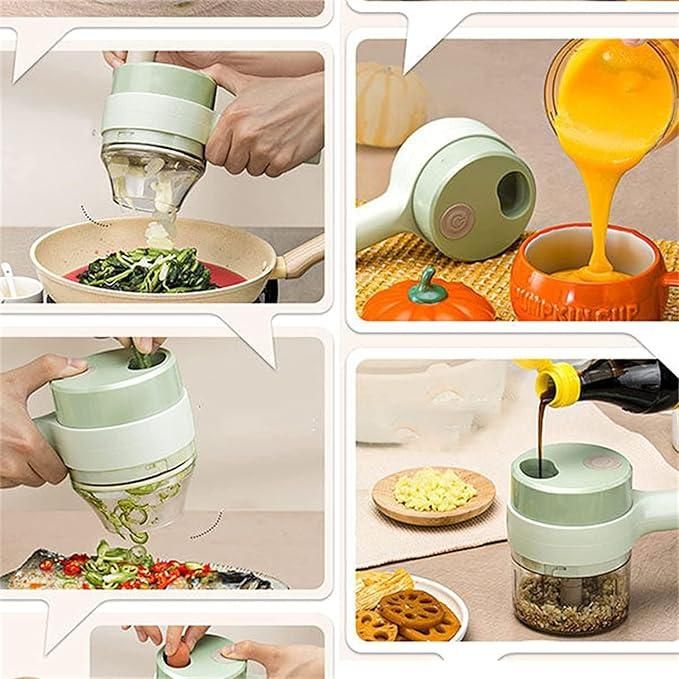 4 in 1 Portable Electric Vegetable Cutter and kitchen platform cleaner Set